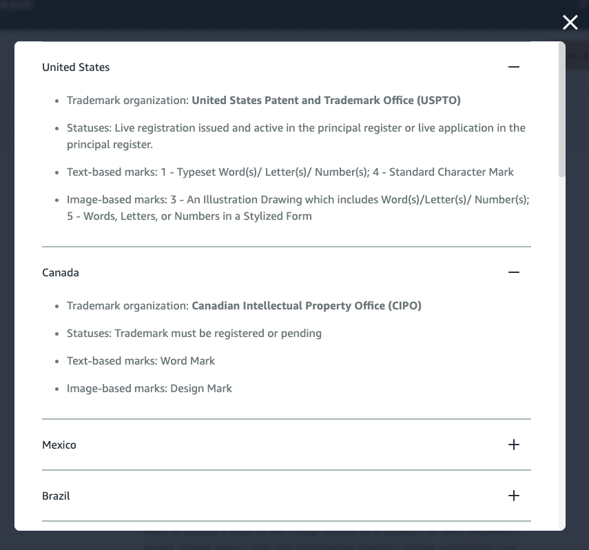 Country-specific requirements for brand registry on Amazon
