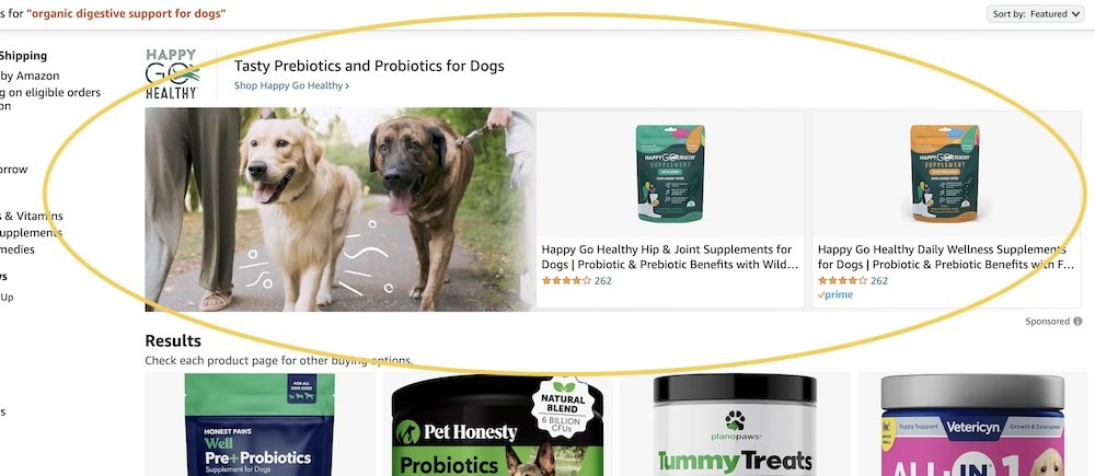pet category sponsored brand ad