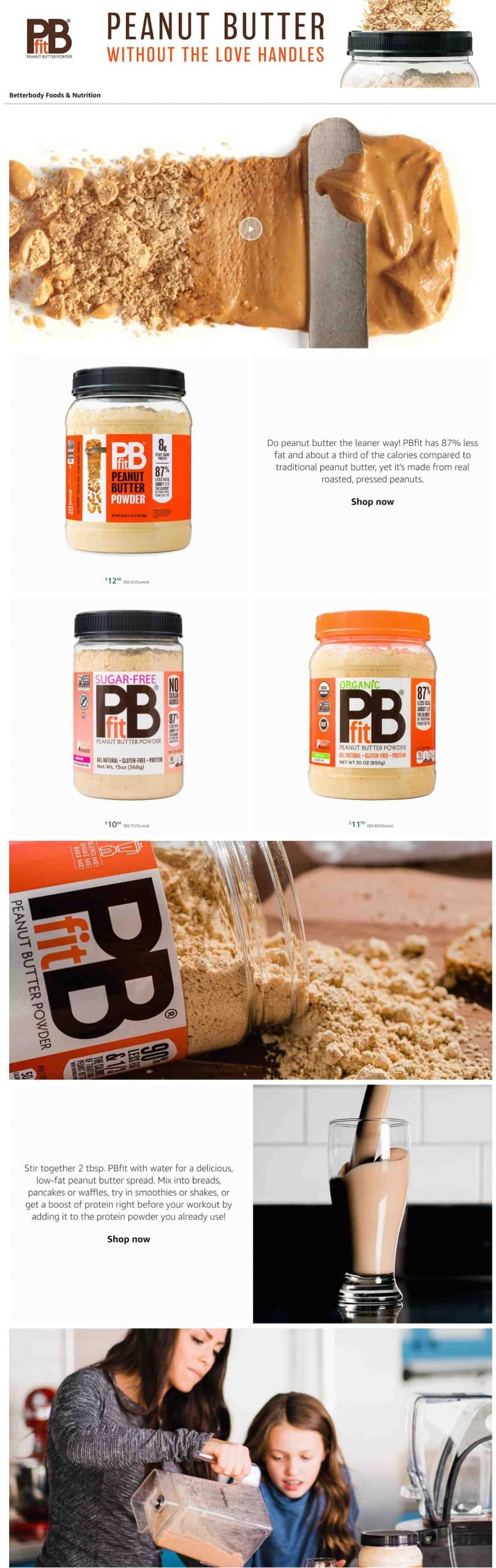 Amazon Storefront Example of PBfit