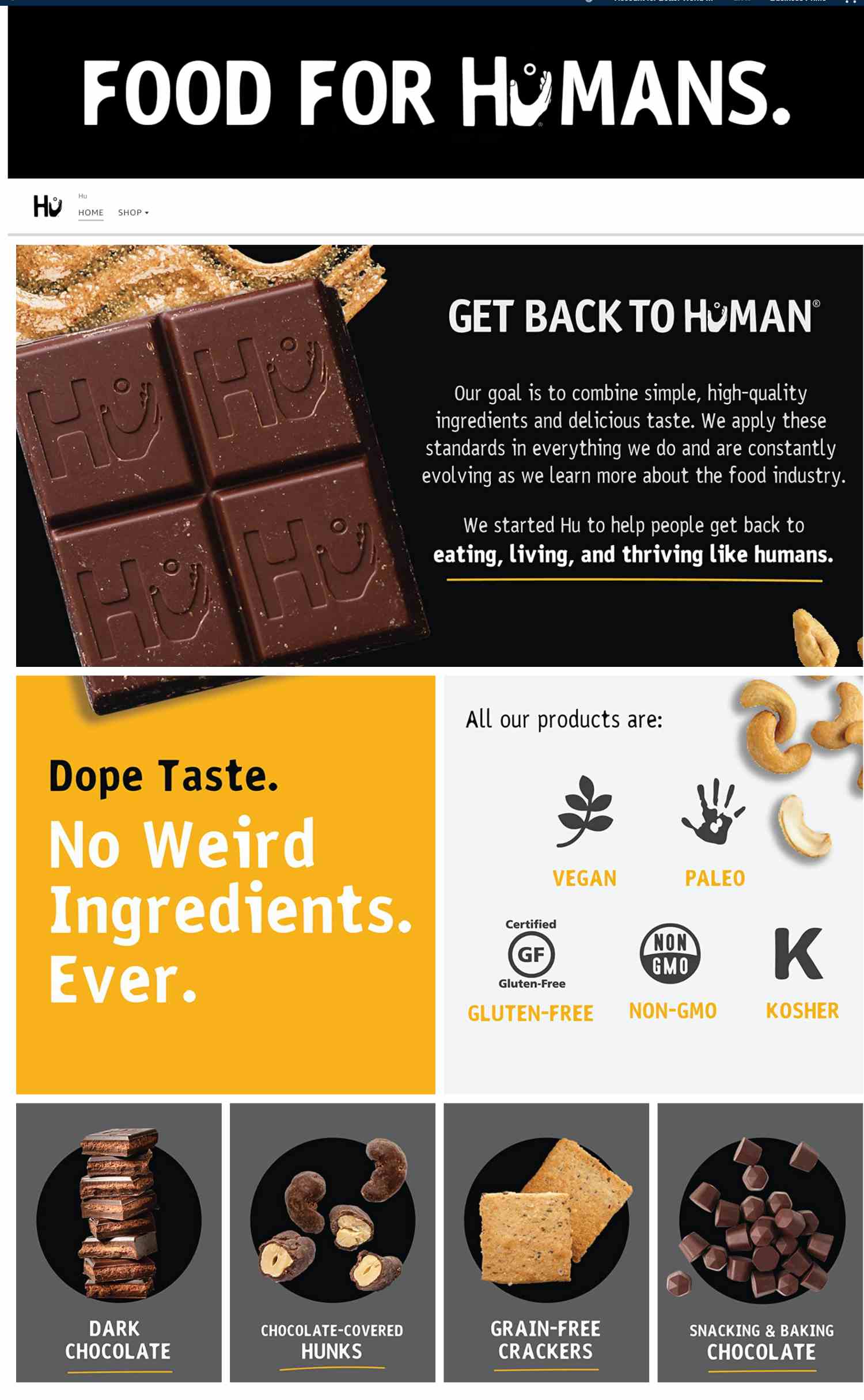 Amazon Storefront Example of Hu - home page