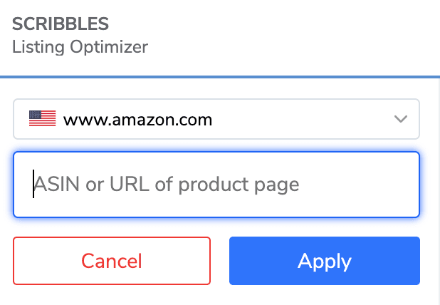 Helium 10's Scribbles "Import listing" button