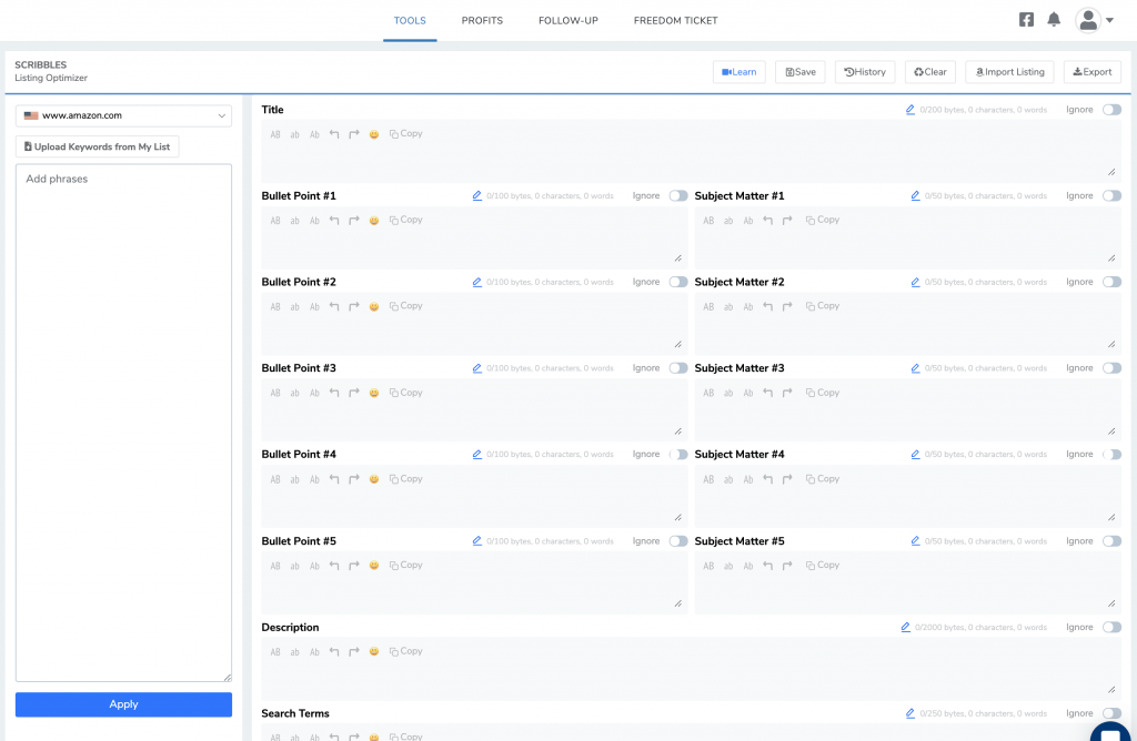Scribbles listing optimizer