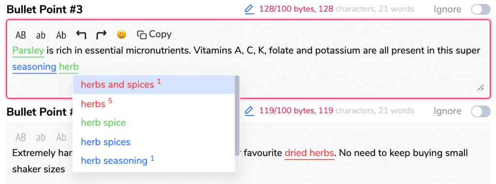 Helium 10's Scribbles suggests keywords