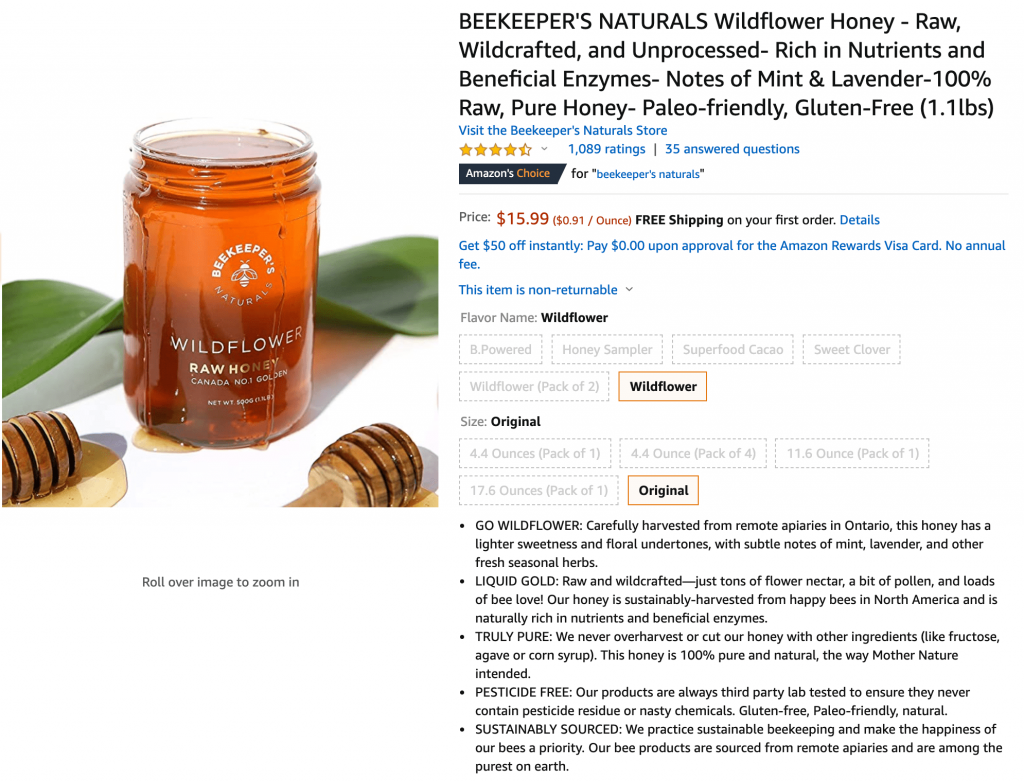 BeeKeepers Naturals Uses Amazon Listing Keywords Naturally