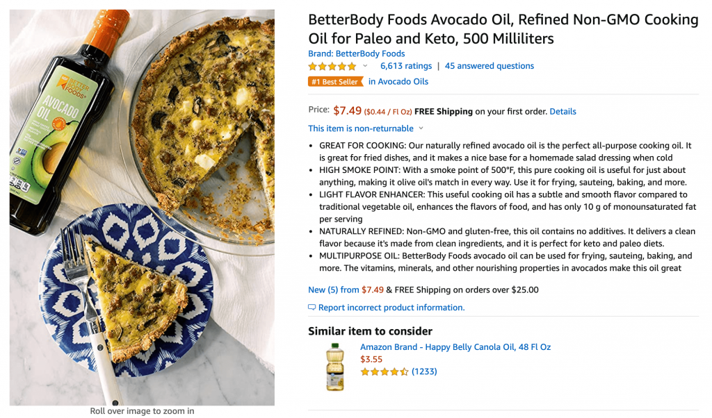 Better Body Foods Avocado Oil