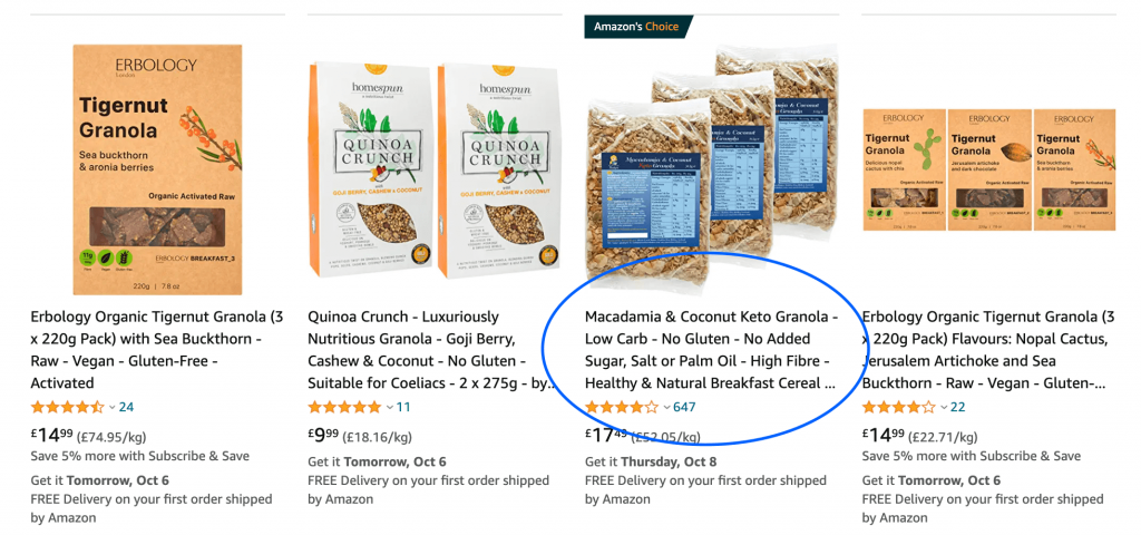 organic granola search