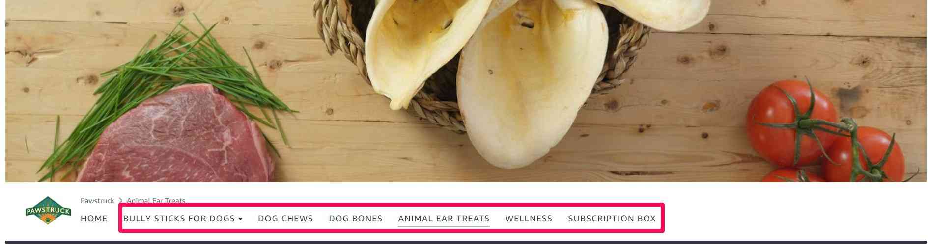 Image highlighting the page tabs of Pawstruck's Amazon Storefront