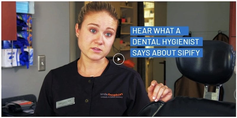 dental hygenist explaining product in video