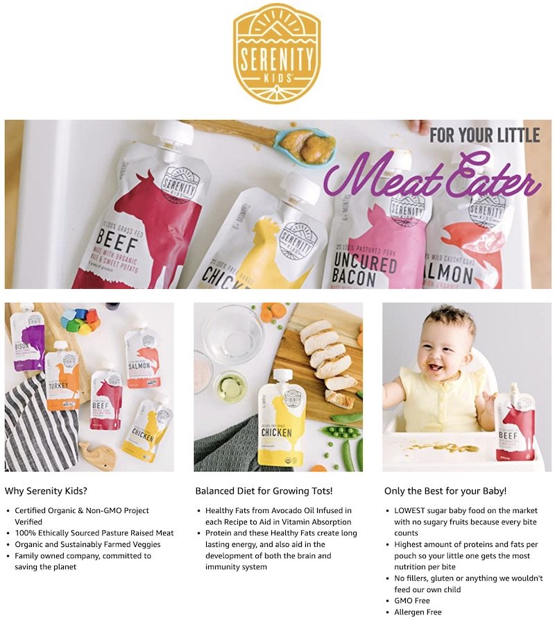 baby food content writing example amazon A+