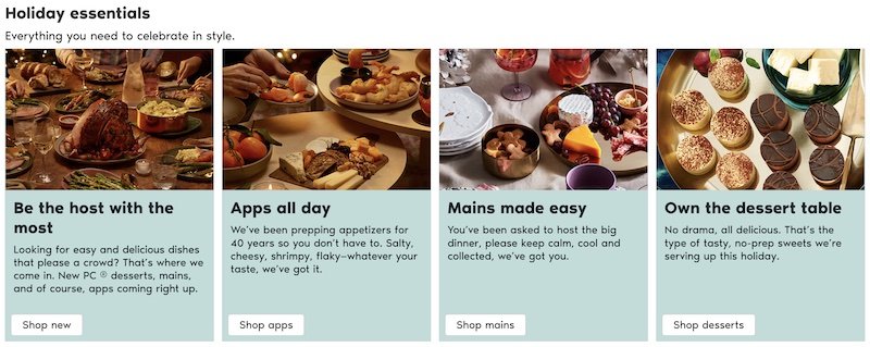 holiday essentials food copywriting examples