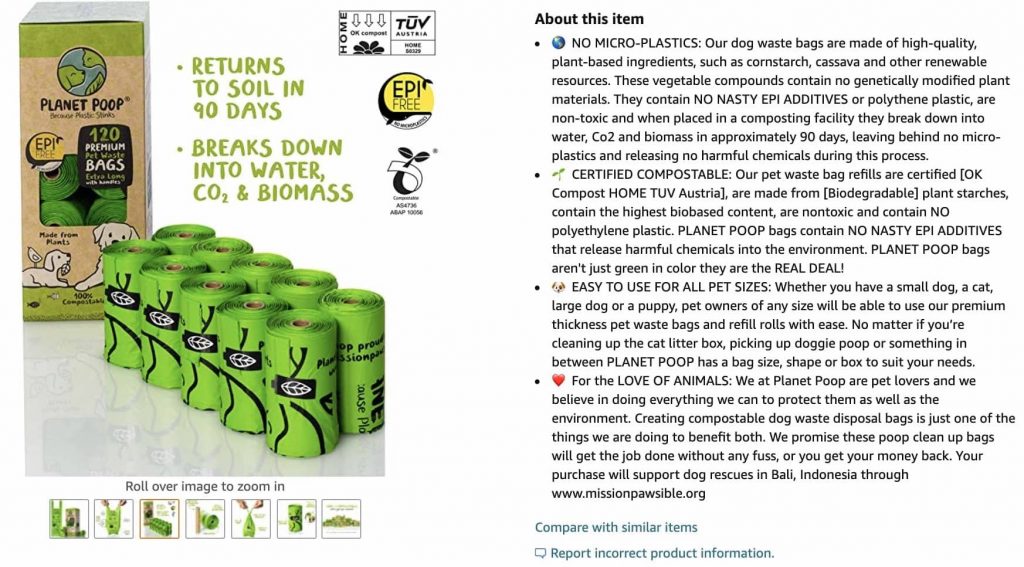 Planet Poop Green Marketing Listing Example