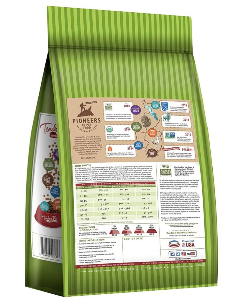 Tender & True packaging back