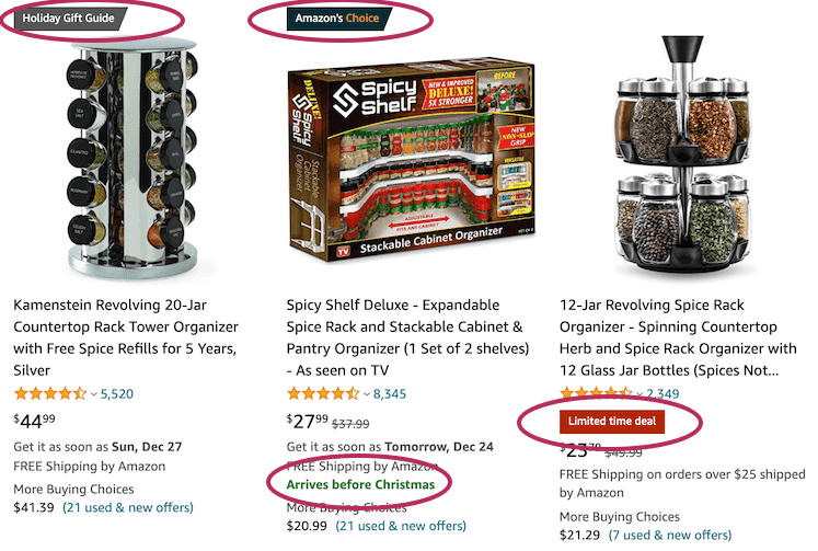 Examples of Badges on the SERP