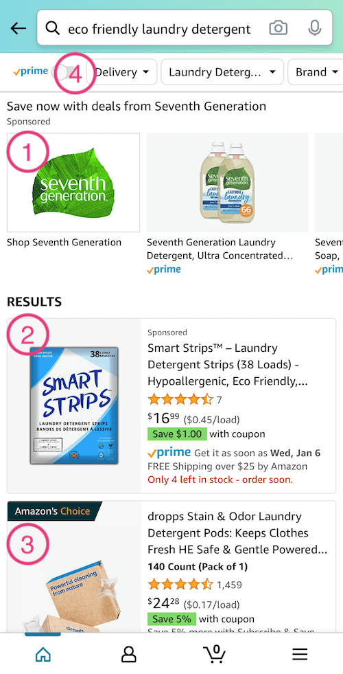 SERP on Mobile with Sections