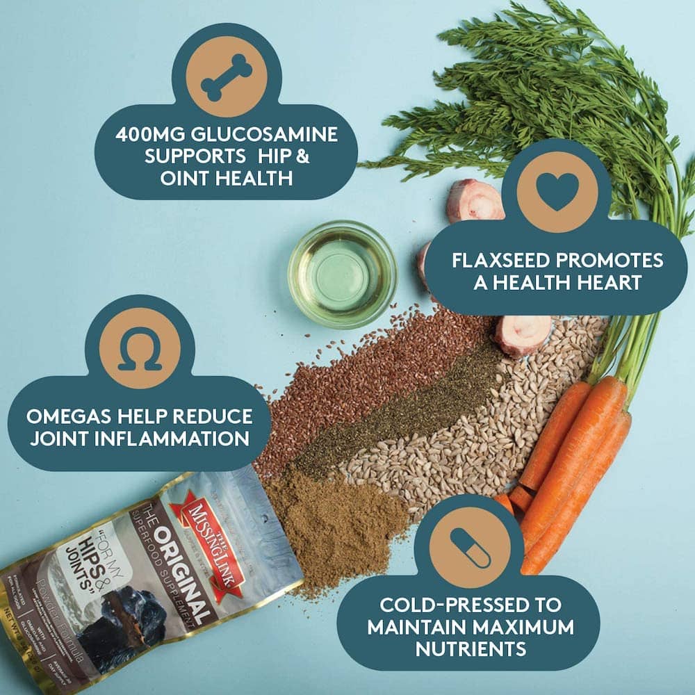 The Missing Link Hip and Join supplement for dogs infographic
