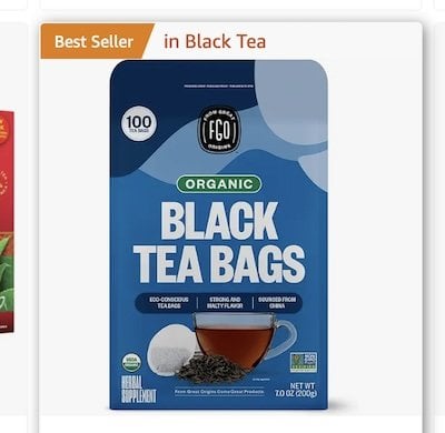 amazon best seller badge in black tea