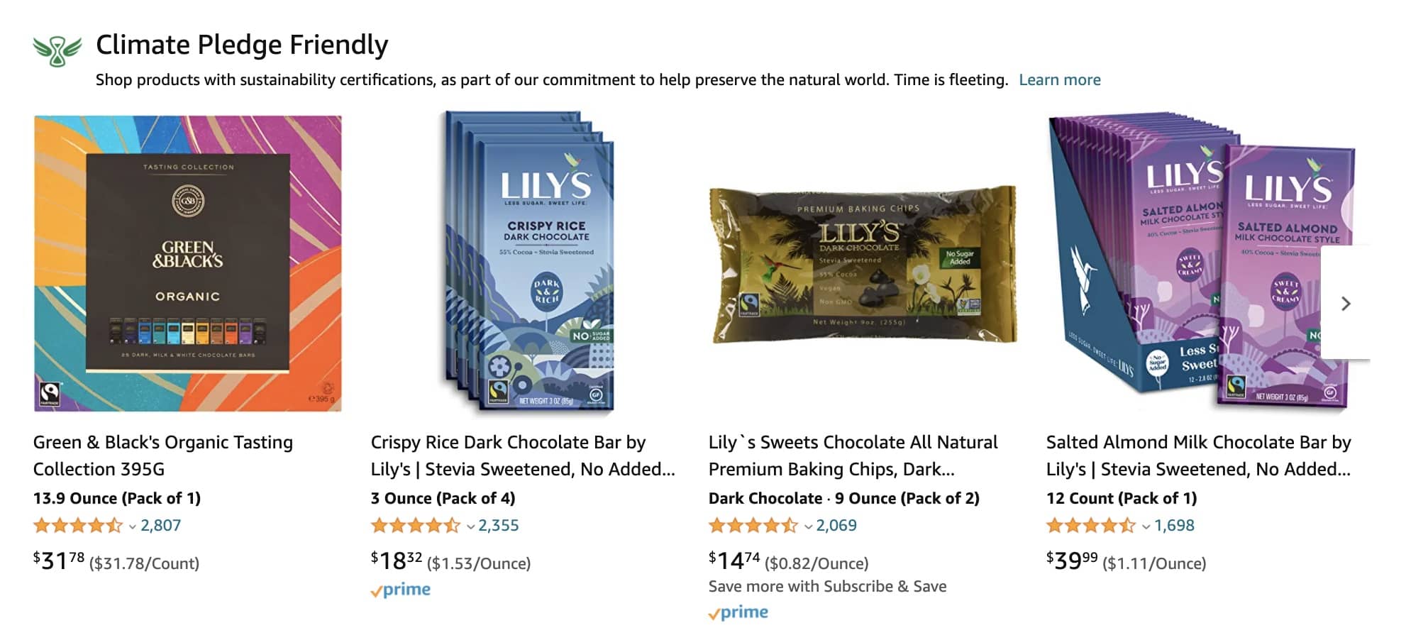 shop Climate Pledge Friendly product suggestions on SERP