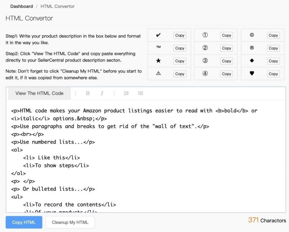 Example of what HTML code will look like