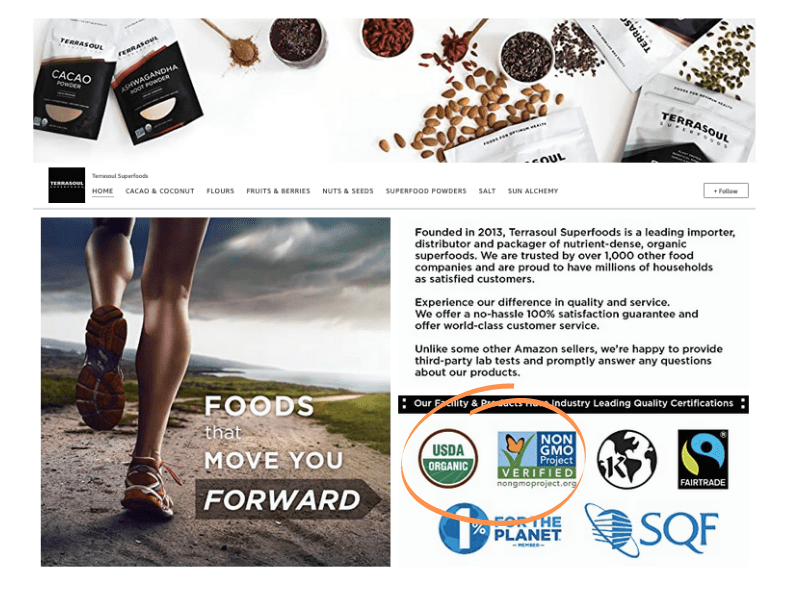 storefront using usda organic label