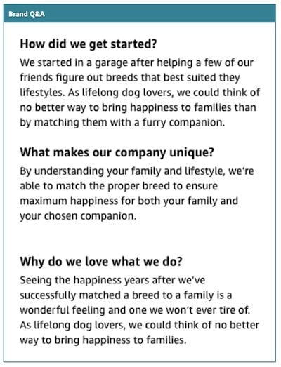Brand Q&A example