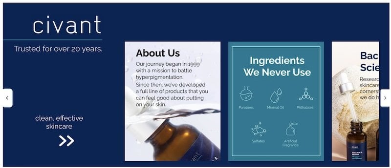 Civant Amazon brand story example