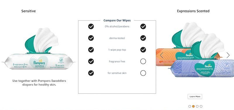 Pampers comparison chart
