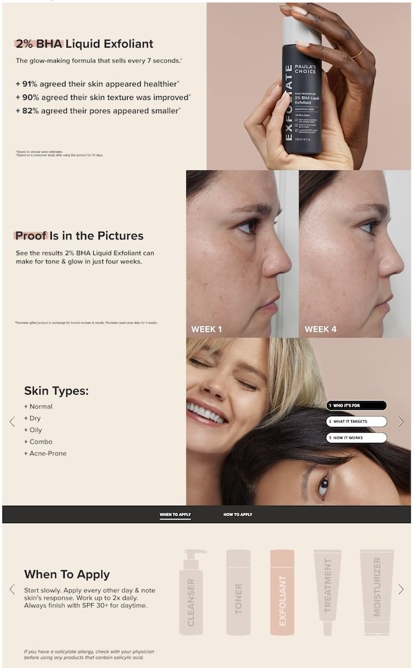 Paula's choice premium a+ content example
