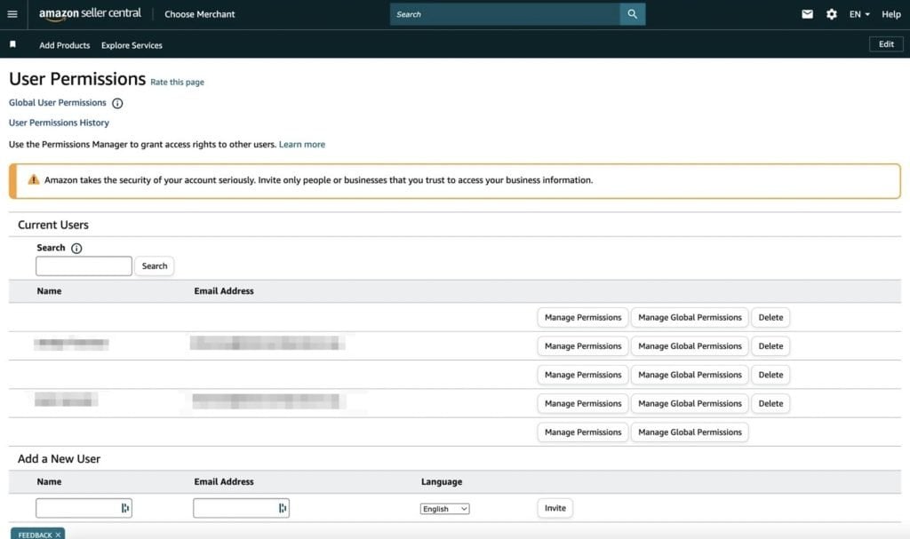 Screenshot of the User Permissions Page Showing Global Permissions