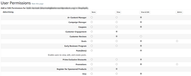 Set user permissions for advertising