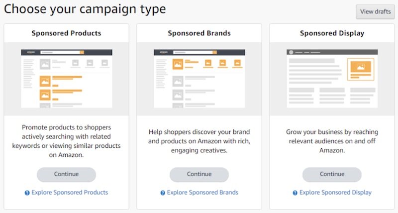 3 different amazon advertising campaign types