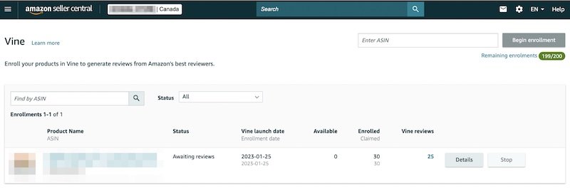 amazon vine program enrollment canada