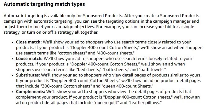 automated targeting match types