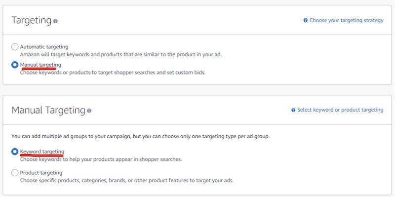 different types of amazon targeting types