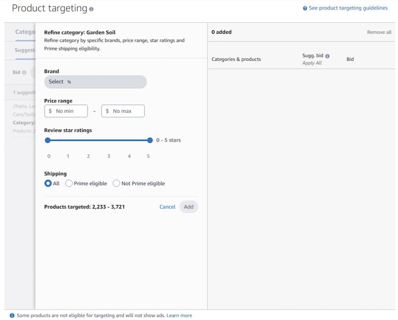 refine category targeting
