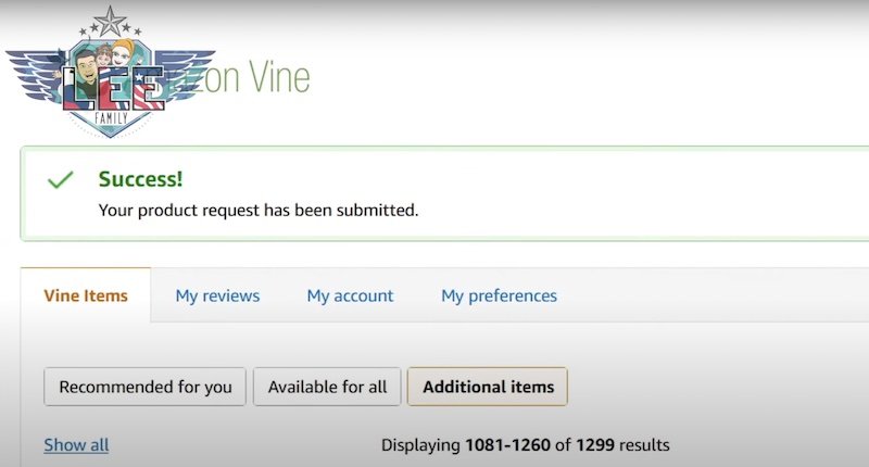 success after requesting product