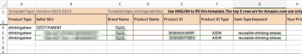 mandatory fields to create a parent child variation