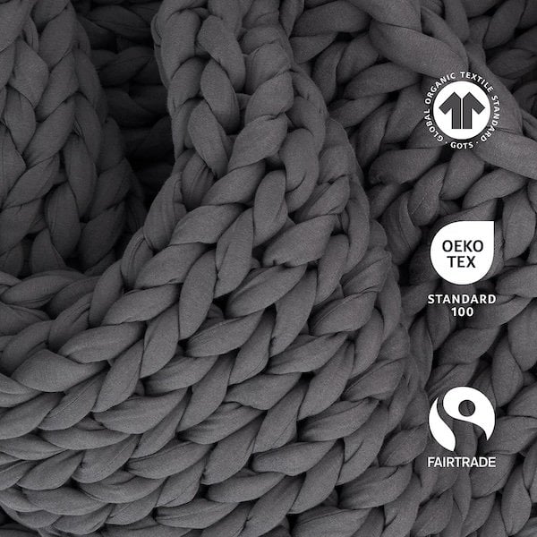 closeup of fairtrade blanket on amazon