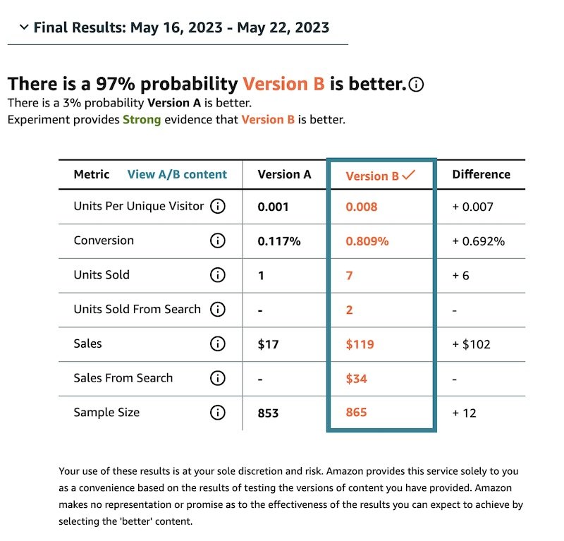 strong probability version B is better