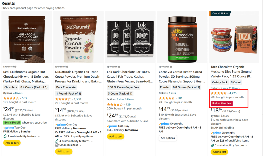Deals can attract customers from the search page