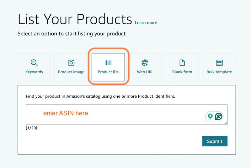 enter your ASIN under product IDs