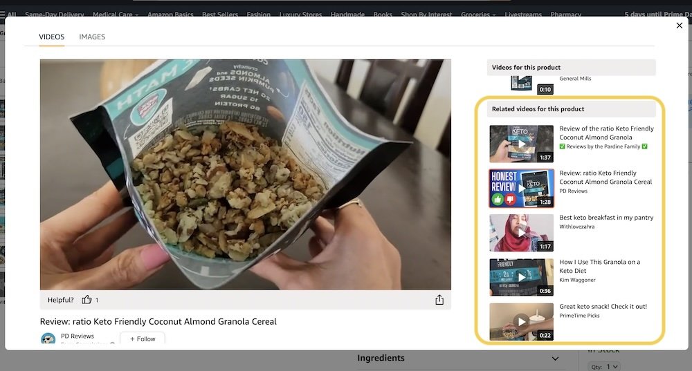 Influencer review videos
