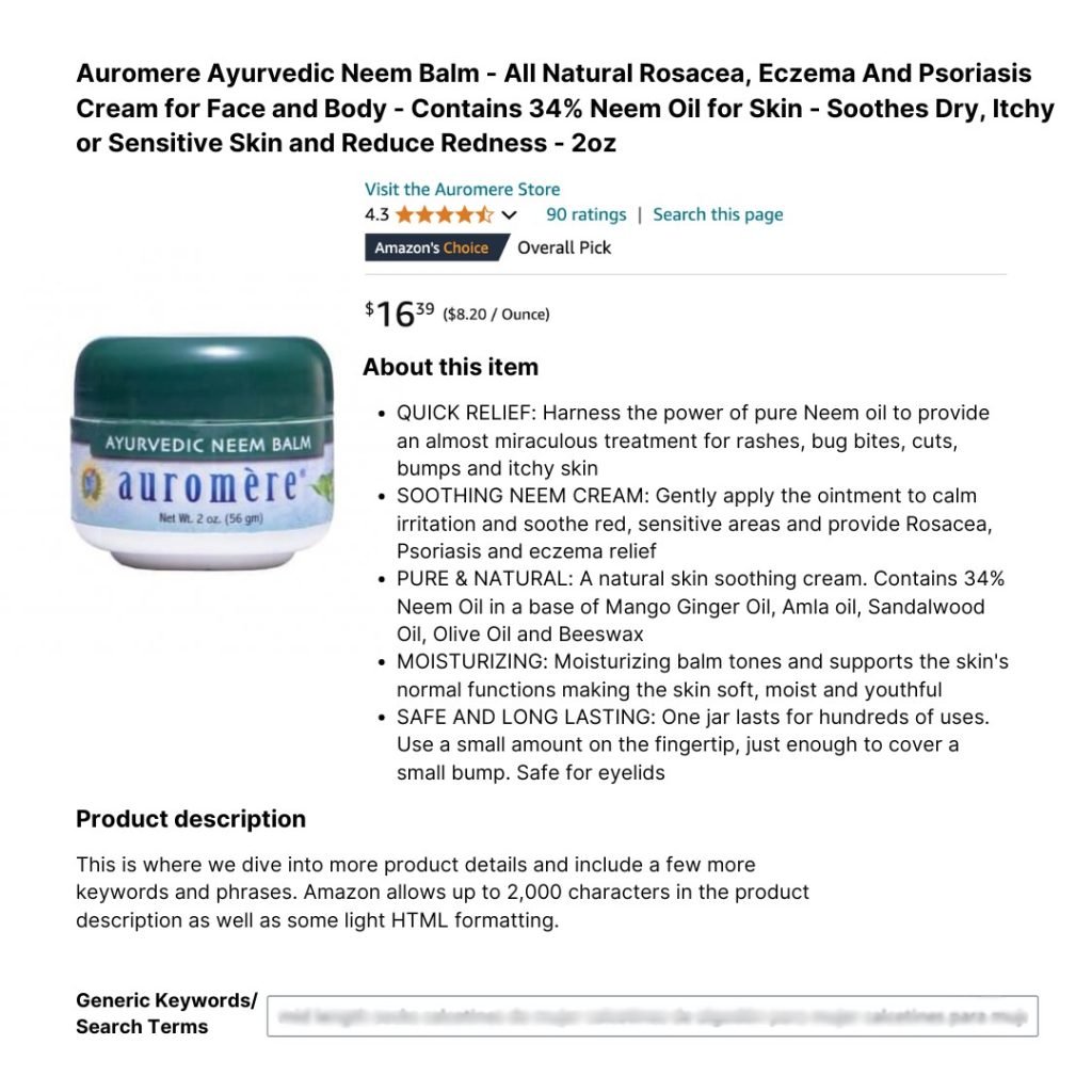 Amazon listing copywriting example