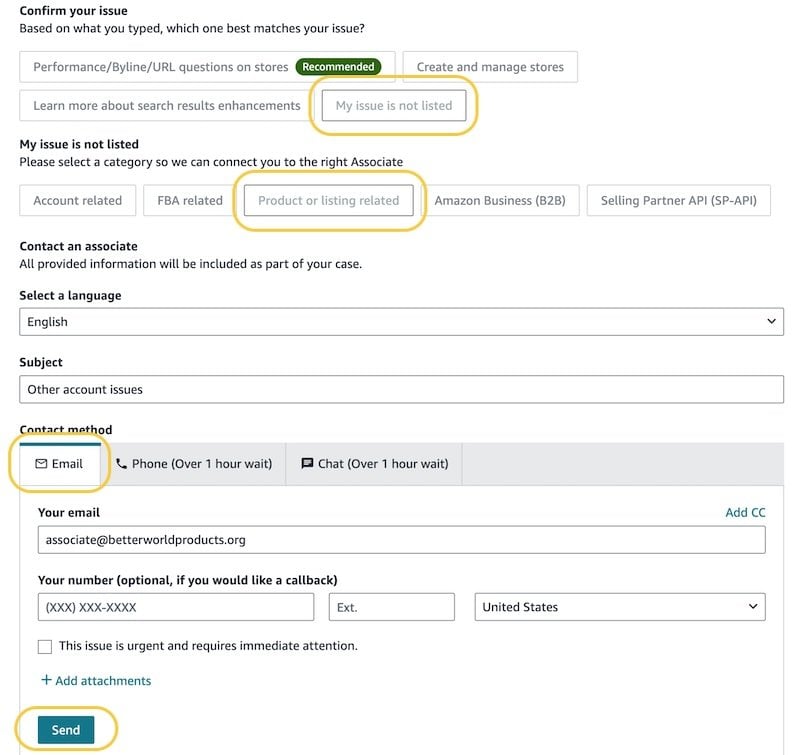 follow the rest of the steps and send an email