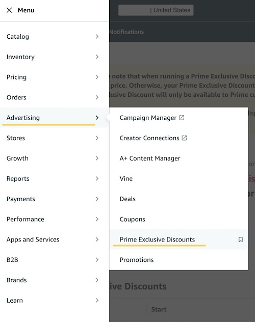 Select prime exclusive discounts from the menu