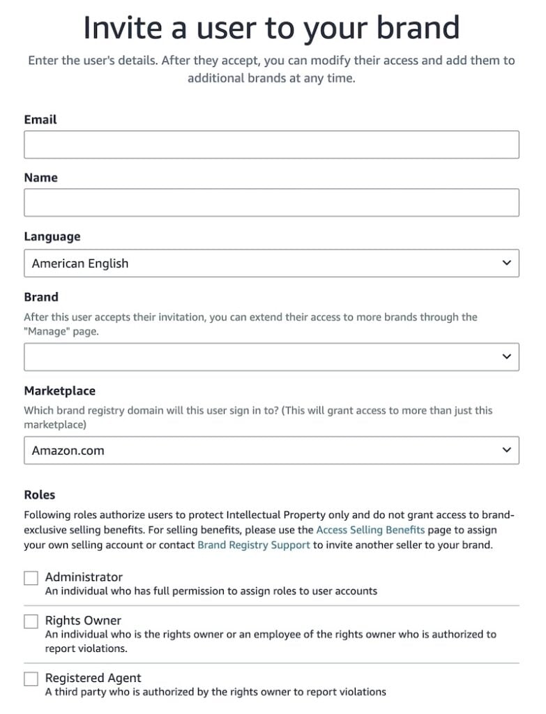 fill out the form for the new user
